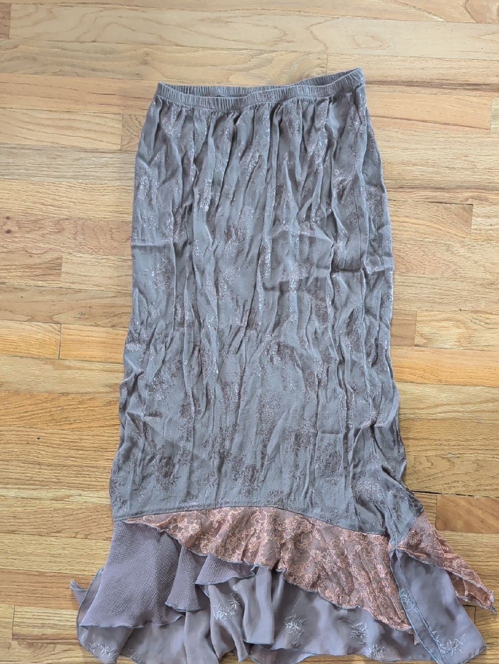 Women's Taupe Layered Ruffle Skirt
